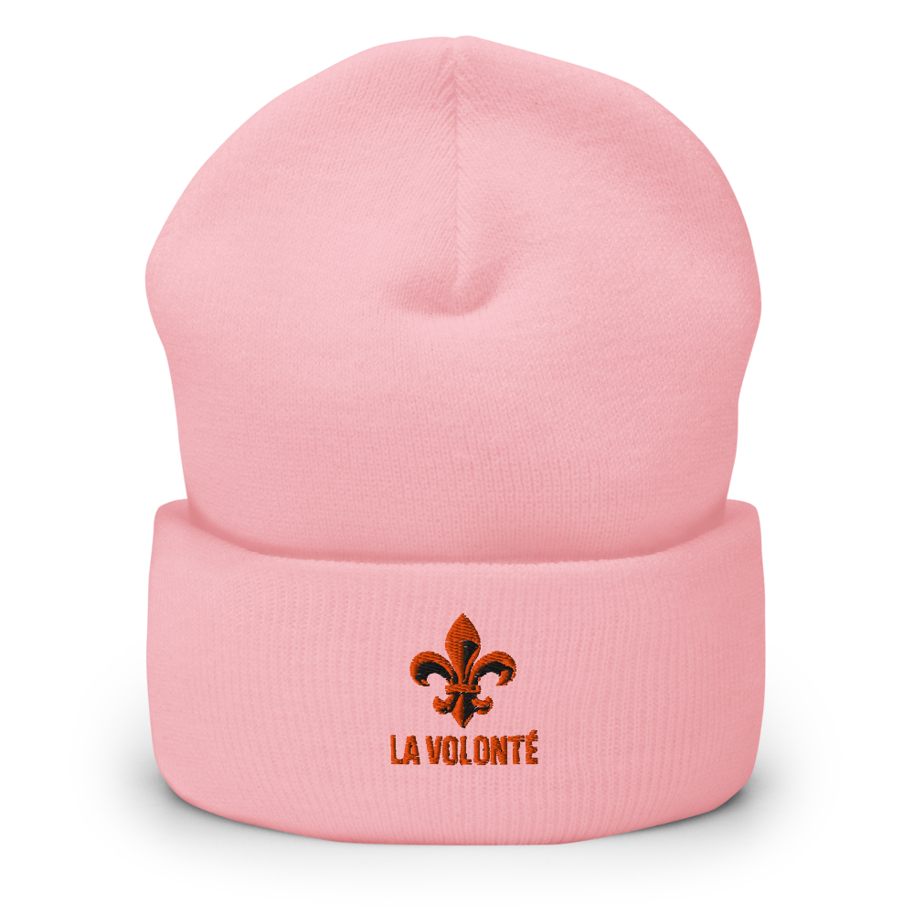 Bonnet brodé – La Volonté (Blanc · Or · Rose)